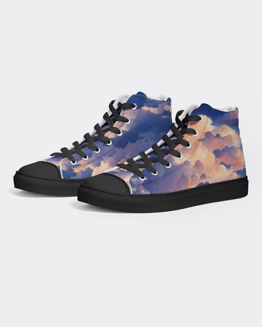 Men's Head in the Clouds High Top Canvas Shoes - Black