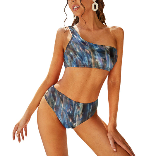 Cubic Aberration One Shoulder Bikini