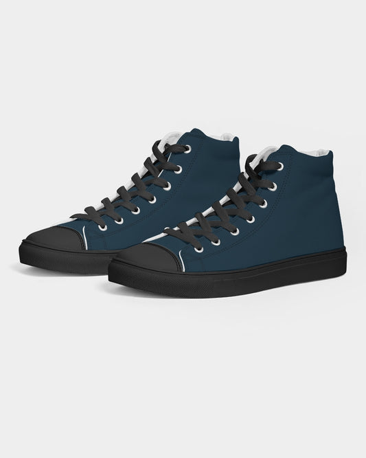 Men's Midnight Blue High Top Canvas Shoes - Black